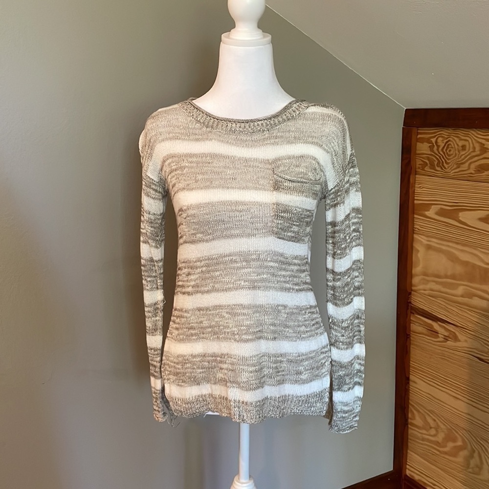 Pink Republic Long Sleeve Striped Knit Sweater Extra Small